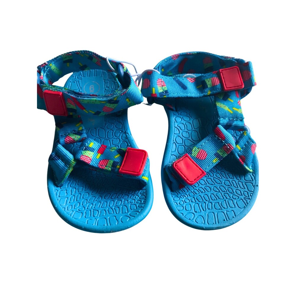 Cat & Jack Open Toe Water Beach Blue Sandals Self Fasteners Size 6T…